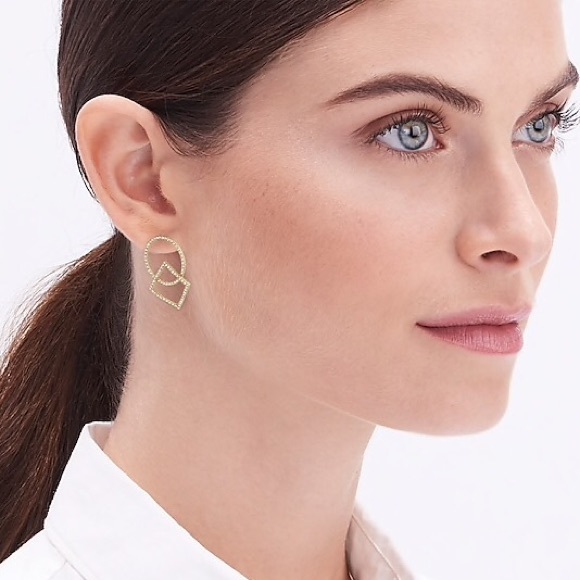 J. CREW Pavé Circle and Square Earrings - Picture 3 of 8